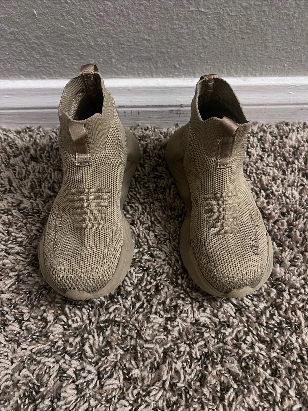 Champion Kids Beige Knit Slip-On Sneakers